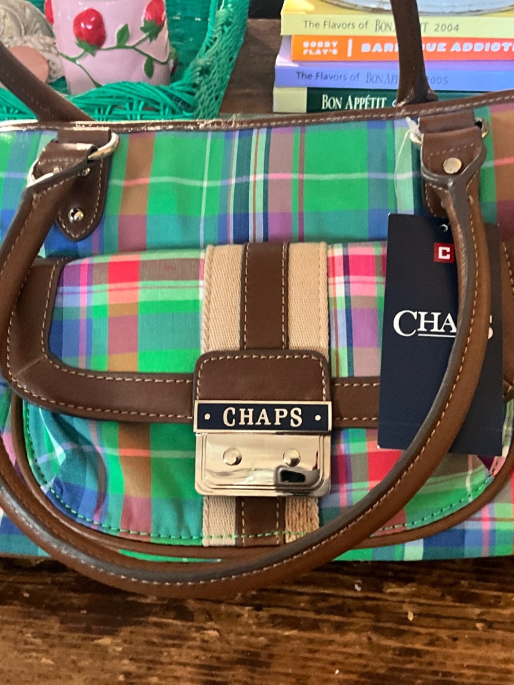NWT..Preppy vibes! Ralph Lauren Chaps plaid purse